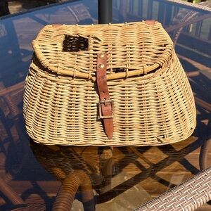 Vintage Antique Fishing Anglers Wicker Creel Basket
